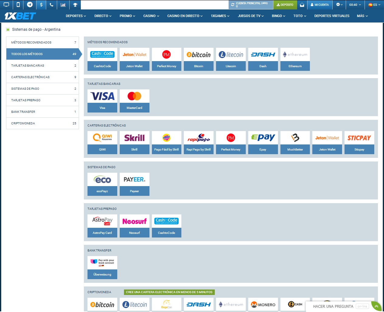 Opción de pago para ecuador